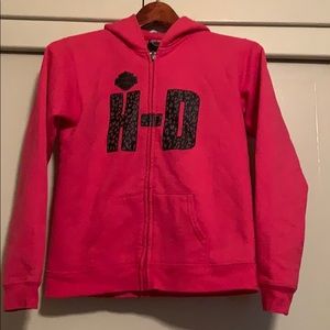 Girls Large | Harley Davidson | Pink Zipper Hood